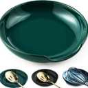 LYEOBOH Spoon Rest for Stove Top, Porcelain Spoon Holder Cooking Spoon Rest for Kitchen Counter, 5 Inch Kitchen Ladles Rest for Spatula, Tongs, Farmhouse Decor, Mother's Day Gifts, Dark Green