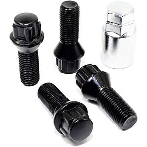 Set of 4 Veritek 14x1.5mm Black Wheel Bolt Locks for Aftermarket Custom Wheels Only Conical Seat 28mm Shank