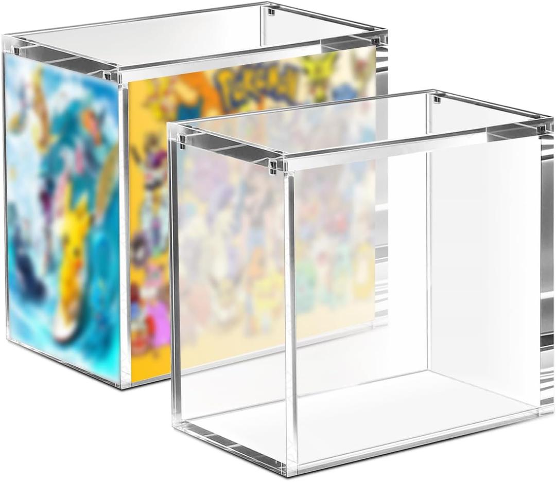 Acrylic Elite Trainer Box Case Display Stackable 1 Pack - 8 Strong Magnets, 8mm/5mm Reinforced Edges, Dust-Proof Collector Storage ETB Protector Case Compatible with Elite Trainer Boxes