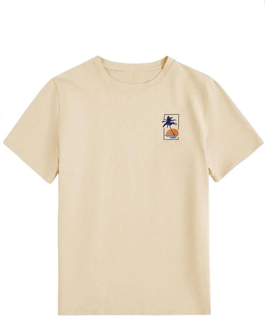 SOLY HUX Men's Graphic Tees Letter Print Vintage T-Shirts Short Sleeve Crewneck Casual Summer Tee Top Apricot Graphic XL