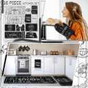 16 Pcs Farmhouse Black and White Kitchen Decor and Accessories Set 4 Kitchen Towels 2 Non Slip Rugs and Mats for Floor 2 Oven Mitts 2 Pot Holders 2 Curtains Sets for Home Decor Housewarming Mom Gift