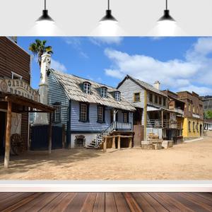 10x6.5ft Western Countryside Backdrop Western Village Scene Countryside Road Wood House Photography Background Wild West Theme Party Decorations Banner Portraits Photo Studio Props