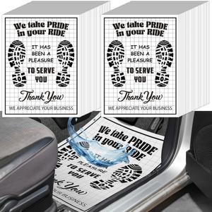 Maitys 300 Pcs Kraft Paper Car Floor Mats Disposable White Vehicles Floor Pads Waterproof Automotive Foot Pads 20 x 15 Inch Thank You Mats for Car Detailing, Dealership