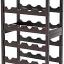 WRONWA 24 Botttle Wine Rack Freestanding Floor, 6 Tier Wine Rack Shelf with Table Top, Bamboo Wine Rack, Wine Storage Shelves Kitchen Bar Dining Room Living Room - Dark Brown