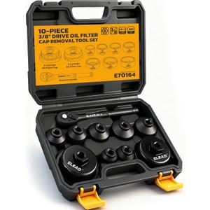 ELEAD 10-Piece Oil Filter Socket Wrench Set, 3/8" Drive Metric Cap Oil Filter Removal Tool, Low Profile Filters Socket Set with Ratchet Wrench Handle, Oil-change Kit Compatible with Toyota BMW Honda