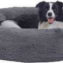 PuppyPalace 45" Calming Dog Bed with Removable Cover,Anti Anxiety Donut Dog Bed,Plush Round Pet Beds for Extra Large Dogs,Fluffy Faux Fur Dog Bed,Washable Cuddler Dog Bed(Dark Grey,XL)