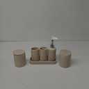 Bathroom Accessories Set, 6-Piece Bathroom Accessory Set, Toothbrush Holders Set, Soap Dispenser, Vanity Tray, Tumbler, Cotton Swab Jars, Bathroom Organizer for Modern Bathrooms(Beige)