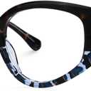 VOOGLAM Fashion Glasses for Women, Chic Middle Blue Light Blocking Glasses Geometric Anti Eyestrain Eyewear-1778Tortoise/Blue