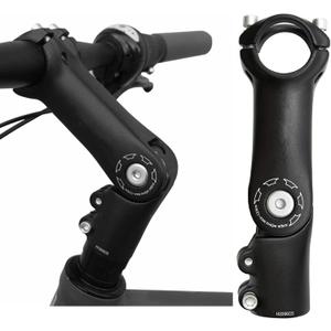 28.6mm x 31.8mm Adjustable Bicycle Handlebar Stem, 90mm/110mm, 0-90 Degree Rise, Short Stem for E Bike