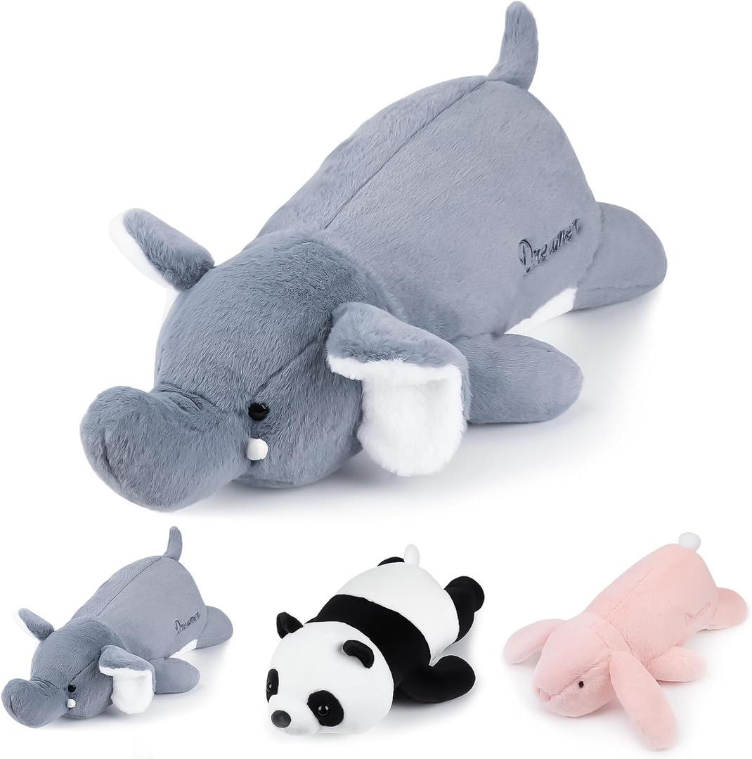 24 inch Cute Giant Weighted Elephant Plush Soft Body Pillow, Large Grey Elephant Weighted Stuffed Animals Toys plushies, Gift for Kids Girls and Boy, Birthday