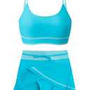 LKALPSQ Girls Swimsuits 2 Piece Bathing Suit Bikini Set with Padded High Waisted Beach Swimwear for Girls 11-15 Years Blue