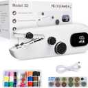 2 x Sewing Machine with LED Display, Handheld Sewing Machine for Beginners, 3 Speed Adjustment Electric Mini Sewing Machine, Easy to Use and Fast Stitch Suitable for Clothes,Fabrics, DIY Home Travel