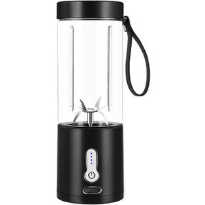 Portable Blender - USB Rechargeable Portable Juicer Blender Small Personal Blender for Shakes and Smoothies, 12 oz Water Bottle Blender with 6 -leaf Blades On the Go Blender for Travel (Black)
