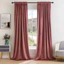 MIULEE Dusty Rose Velvet Curtains Rod Pocket 84 Inches Long 2 Panels, Mauve Dusty Pink Velvet Blackout Curtains for Bedroom Living Room Soft Luxury Darkening Curtains