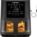 CHEFMAN 5-Quart Digital Air Fryer with Temperature Probe, 8 Customizable Cooking Presets, Large Easy-View Window, Give Your Food an Extra Crispy Finish, Nonstick Dishwasher-Safe Basket & Tray, Black (5 QT - Probe)