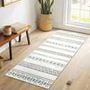 BESTSWEETIE 2x10 Area Rugs for Living Room Washable Moroccan Farmhouse Neutral Geometric Low Pile Non-Slip Soft Print Pattern Rug for Bedroom Kitchen Dining Room Entryway Green/Brown