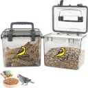Bird Seed Storage Container 2 Pack Clear Bird Seed Container10Ib Indestructible Bird Seed Container Bird Seed Holder with Handle|for Wild Bird Seed Hermetically Or Mealworms Storage Outdoor Feeding, 8 inches x 6.8 inches x 7.6 inches