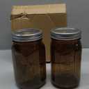 CARBLIN 2 Pack Mason Jars 32 oz, Amber Wide Mouth Canning Jars with Airtight Lids, Glass Pint Jars with Bands Labels Brush, Large Storage Quart Jars for Jam Fermenting Preserving