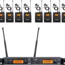 8 Bodypacks Wireless in Ear Monitor System 2 Channel Recording Headphone Studio Monitor Transmitter Monitoring Type for Stage Church Band Musicians School 338ft Range
