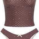 seamoly Women’s Cute Tankini Set Gingham Two Piece Swimsuits with Bow Back Tie Side Bottom Size L
