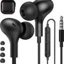 APETOO Wired Earbuds in-Ear Headphones for Mackbook/Laptop, Noise Isolation Small Earphones Corded 3.5mm Jack Plug-in Ear Buds Mic Volume Control for iPhone/Samsung/Android/Gaming Console/Kid/School (Black)