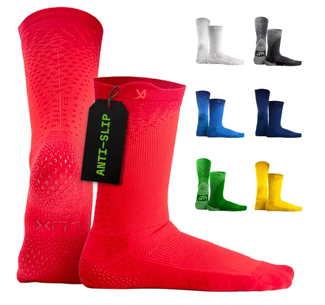 LUX Sports Thin Grip Socks for Cleat Sports - Moisture-Wicking Anti Slip Socks for Men & Women - Soccer, Football, Baseball