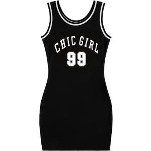 SOLY HUX Womens Bodycon Mini Dress Sleeveless Tank Dresses Jersey 90s Outfits 2000s Clothing (XX-Large, Black Letter Graphic)