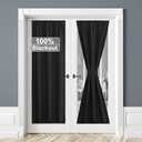 RYB HOME 100% Blackout Door Curtain Lightweight Portable and Easy to Install, Fully Room Darkening Privacy for French Door Kitchen Sidelight Window, W 25 x L 72, Black, 1 Panel