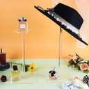 Acrylic Hat Stand and Wig Display Rack, 2pcs 17" Clear Hat Stands for Display, Adjustable Height Hat Holder, Square Barbell Base Display, Hat Rack Stand for Display Jewelry Watch Helmets