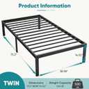 OLIXIS Twin Metal Platform Bed Frame - 14in High Heavy Duty Mattress Foundation with Storage Space, No Box Spring Needed, Sturdy Steel Slat Support, Easy Assembly, Black