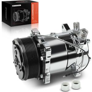 A-Premium Air Conditioner AC Compressor with Clutch Compatible with Sanden 508, 8-Groove Belt, Chromed