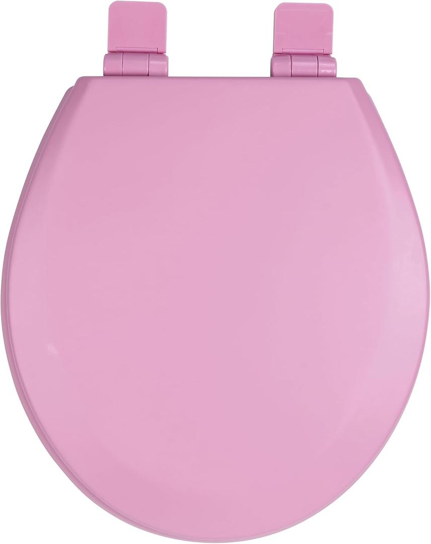 Toilet Seat, Slow Close, Soft Touch, Ultra-Smooth Matte Finish (No Orange-Peel Texture), Premium Moulded Wood, Quick Release, PIKLiDS (Pink, Round)