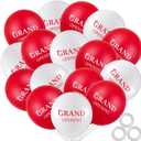 60 Pieces Grand Opening Balloons 12 Inch Double Side Celebrate Business Latex Balloons with 3 Pieces White Ribbons for Ceremony Decoration