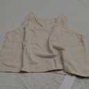 IDEALSANXUN Womens High Neck Linen Tank Tops Spring Summer Scallop Hem Cropped Sleeveless Shirts Blouses (Small, Beige)