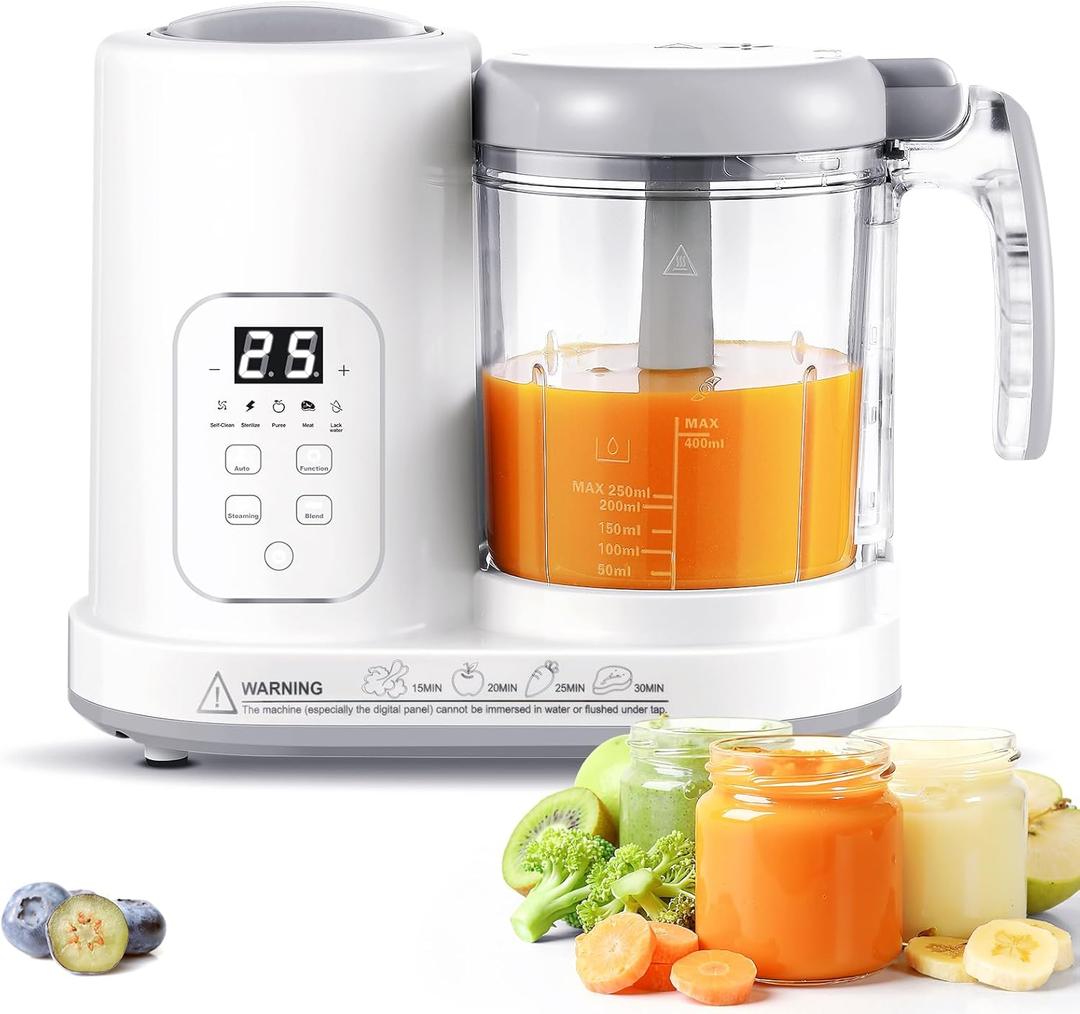 Baby Food Maker Pro Steamer Blender: 4 in 1 Auto Steam Blend and Puree Maker with Self-Clean for Healthy Baby and Toddler Meal Prep - BPA-Free (White Tochscreen)