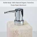 Travertine Stone Soap Dispenser Natural Organic Bathroom Soap Pump with Metal Push Pump, Elegant Square Hand Lotion Jar, Premium Heavy Duty Pump Bottle Lotion Jar for Kitchen/Laundry Room(Ivory White)