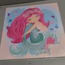 The Little Mermaid Pink Home Decor Canvas Framed Wall Art for Bedroom Bathroom Pictures Watercolor Nursery Wall Decor for Girls Bedroom Artwork for Walls Kitchen Modern Home Wall Decoration Size 14x14