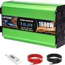 1600 Watt Pure Sine Wave Inverter, DC 12V to 120V AC Power Inverter for Vehicle, RV, Truck, Off-Grid, Car Power Inverter with 4 AC Outlet, 5V/3.1A USB, Remote Control, Surge 3000W