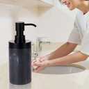 2 Pcs Soap Dispenser Set Black Marble Style for Bathroom or Kitchen Decor, Large-Opening Liquid Hand and Dish Soap Bottles with Rust-Proof Lid& Pump Easy Refill-10oz, Sturdy Resin,Classic& Elegant