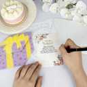 Unique Gold Foil Birthday Cards with Envelopes - Fun Playful Birthday Money Cards, Gift Box Open Design, Exquisite Women's Cards for Family, Kids, Friends Birthday Cards (Purple)