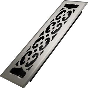 2x12 Inches Heavy Duty Walkable Floor Register Easy Adjust Air Supply Lever Floor Vents - Charlotte Design - Vent Cover for Home Floor - Satin Nickel