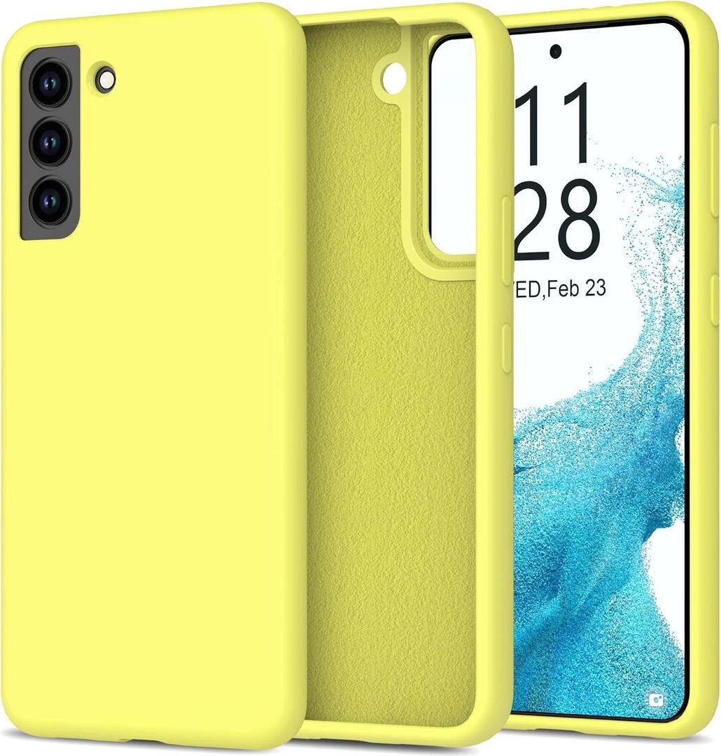 bemal for Samsung Galaxy S21 Case - Smooth Silky Liquid Silicone - Slim Fit Soft Microfiber Lining - Designed for Women and Girls - Shockproof Protective Phone Cover 6.2"- Bright Yellow