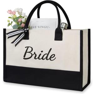 TOPDesign Canvas Tote Bag, Bridal Shower Gifts for Bride, Wedding Bachelorette Bride Gifts Shoulder Bag