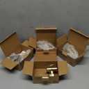 EHOMEWARE 4 Pack Entry Door Handles with Lock and Keys Brushed Brass, Gold Door Knobs with Keys for Bedroom or Living Room, Interior or Exterior Use