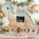 Dinosaur Guest Book Alternative Keepsake Frame - Baby Shower - Birthdays - Gender Reveal - Decorations - Premium Wooden Shadow Box Nursery Decorations - Gift Idea - Wooden Tokens and Token Sign Box Included - OneASaurus Theme (Green)