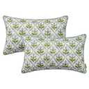 MIULEE Pack of 2 Decorative Outdoor Waterproof Throw Pillow Covers Flower Print Chic Boho Accent Pillow Covers for Square Garden Patio Cushion 12x20 Inch, Yellow-Blue