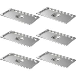 1/3 Size Slotted Steam Table Pan Cover with Handle, 6-Pack Hotel Pan Lids,Anti-Jam Food Pan Cover, Catering Food Cover for Stainless Steel Metal Tray Set
