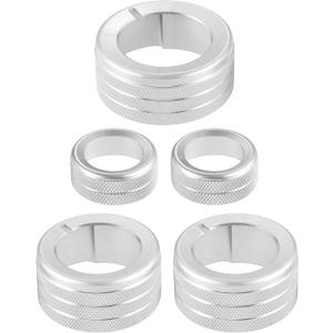 5 Pcs AC Climate Control Knob Rings Compatible for Toyota 4runner 2010-2022, Durable Aluminum Alloy Silver Tone Interior Air Conditioning Knob Ring