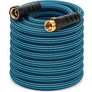 NON-EXPANDABLE Garden Hose, Heavy Duty Flexible Water Hose, Kink Resistant Lightweight Hybrid Hose with Durable Fabric Skin, Leakproof Hose Male to Female Fittings 30FT