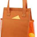 Fmeida Insulated Lunch Bag Women, 6.75L Small Lunch Bags with Multiple Pockets, Reusable Thermal Cooler Tote for Work, Office, Picnic, Travel | Hook and Loop Closure, Orange